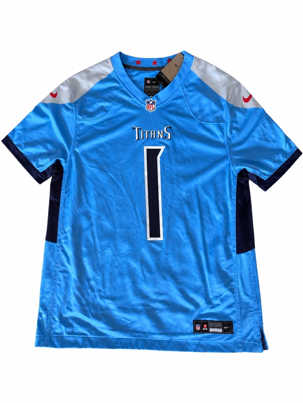Nike Tennessee Titans Cam Ward Light Blue and Navy #1 Jersey